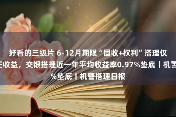 好看的三级片 6-12月期限“固收+权利”搭理仅3成月月正收益，交银搭理近一年平均收益率0.97%垫底丨机警搭理日报