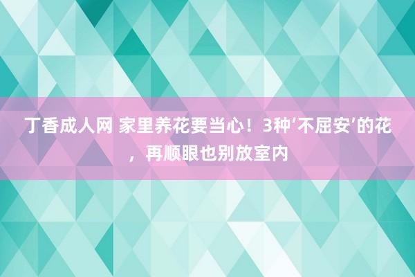 丁香成人网 家里养花要当心！3种‘不屈安’的花，再顺眼也别放室内