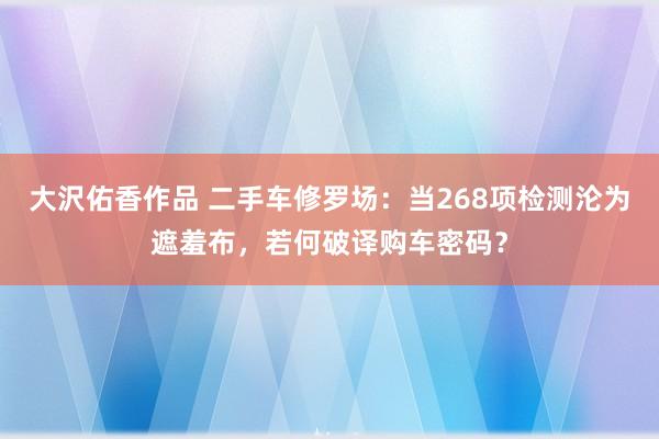 大沢佑香作品 二手车修罗场：当268项检测沦为遮羞布，若何破译购车密码？