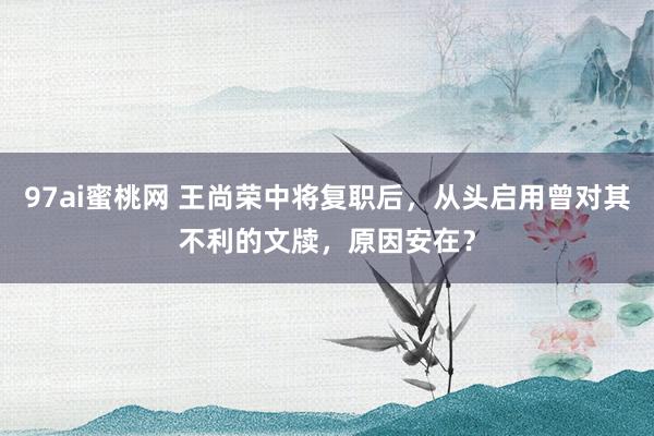 97ai蜜桃网 王尚荣中将复职后，从头启用曾对其不利的文牍，原因安在？