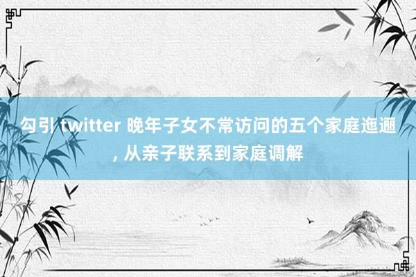 勾引 twitter 晚年子女不常访问的五个家庭迤逦, 从亲子联系到家庭调解