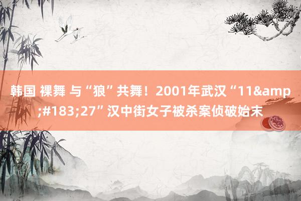 韩国 裸舞 与“狼”共舞！2001年武汉“11&#183;27”汉中街女子被杀案侦破始末