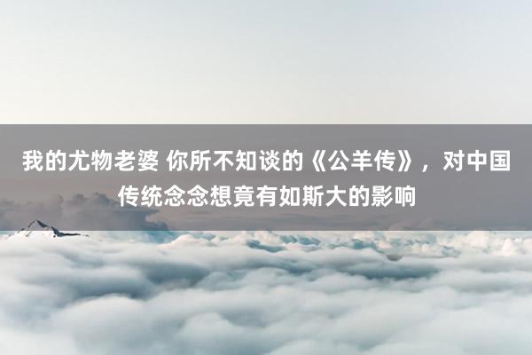 我的尤物老婆 你所不知谈的《公羊传》，对中国传统念念想竟有如斯大的影响