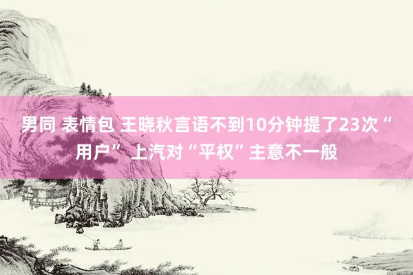 男同 表情包 王晓秋言语不到10分钟提了23次“用户” 上汽对“平权”主意不一般